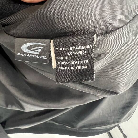 Jones New York Collection Angora Wool Fur Collar‎ Coat Black 10 - Picture 9 of 12